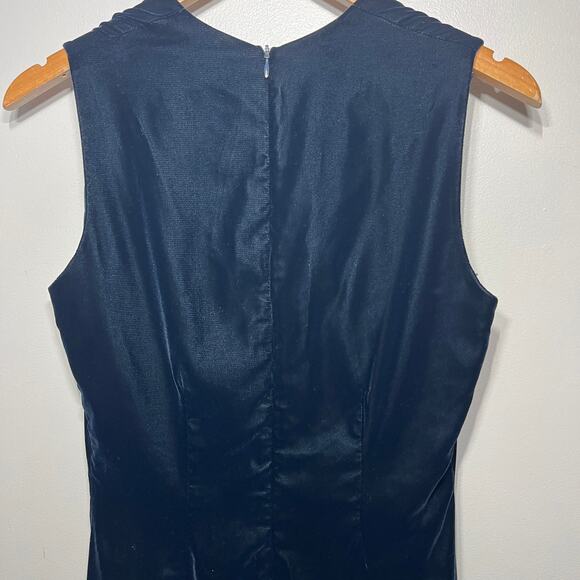 Lynn Lugo VTG Y2K Dress Silk Maxi Velvet Navy Sleeveless Evening Party Formal 6 - Picture 5 of 8